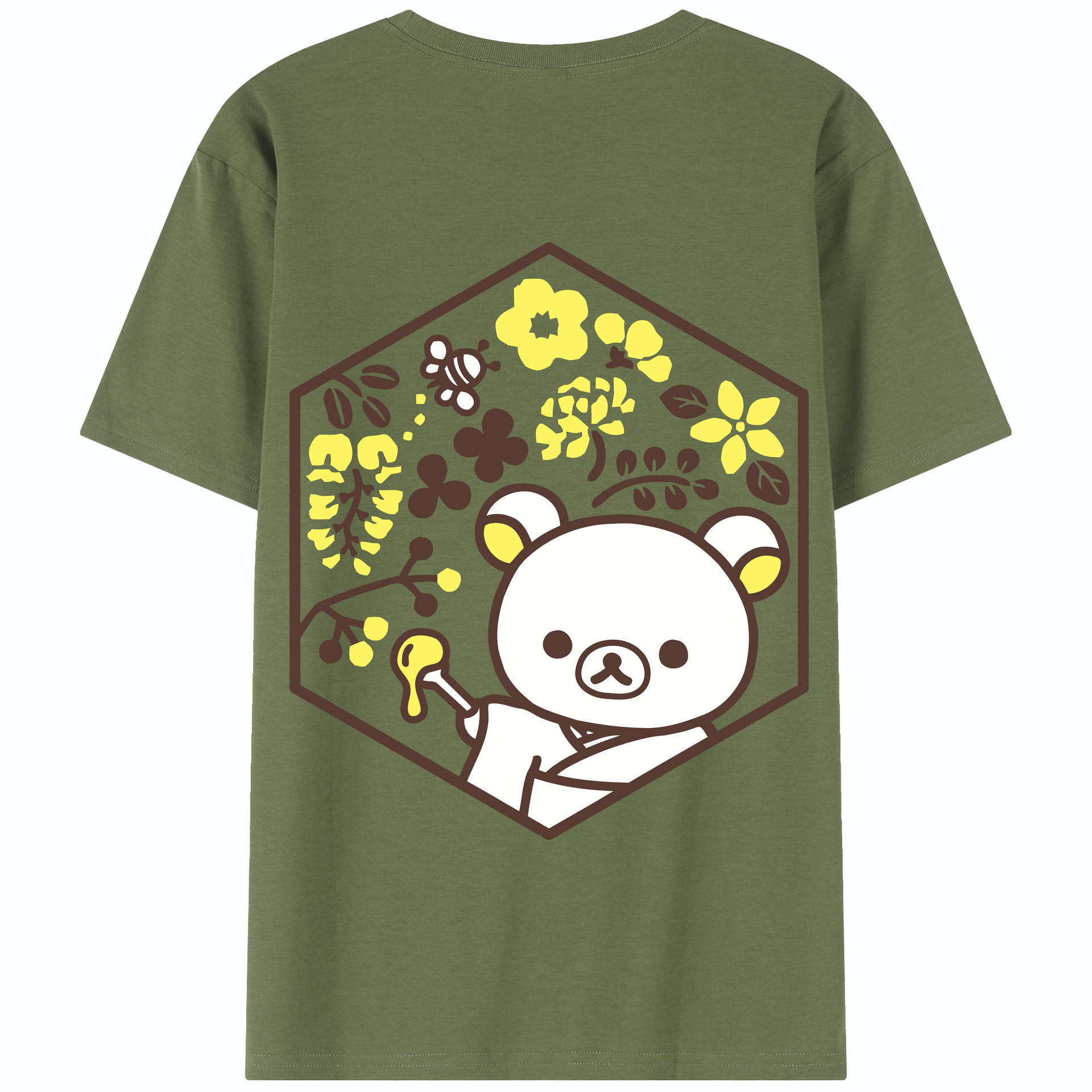 （画像用） リラックマ リラックマ キイロイトリ Rilakkuma Korilakkuma Kiiroitori 綿100％半袖Tシャツ（背面プリント）